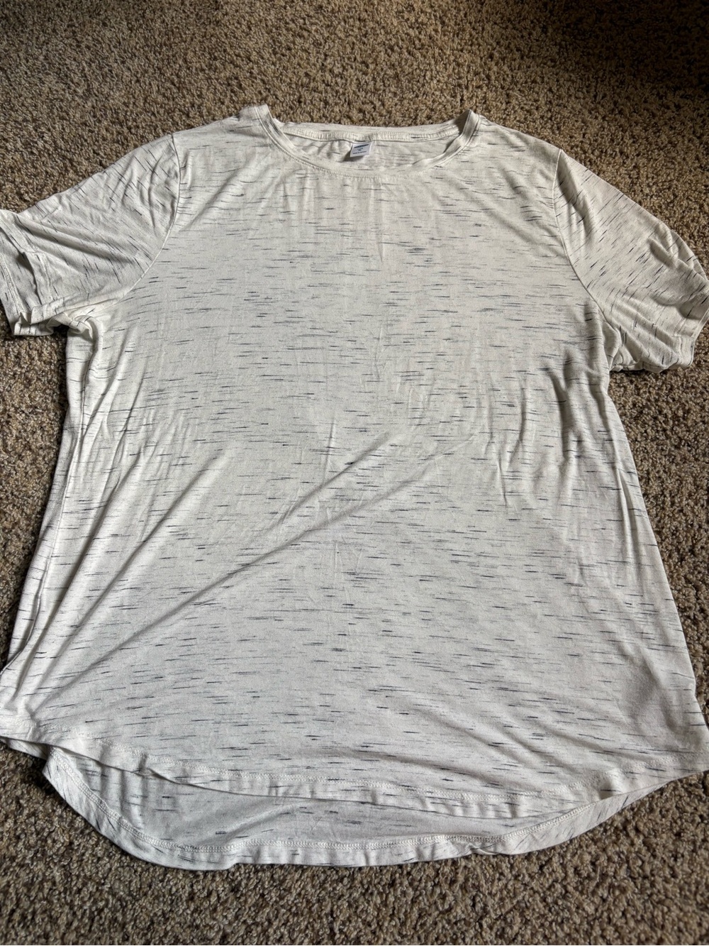 Old Navy White Speckled Crew Neck Short Sleeve Tee